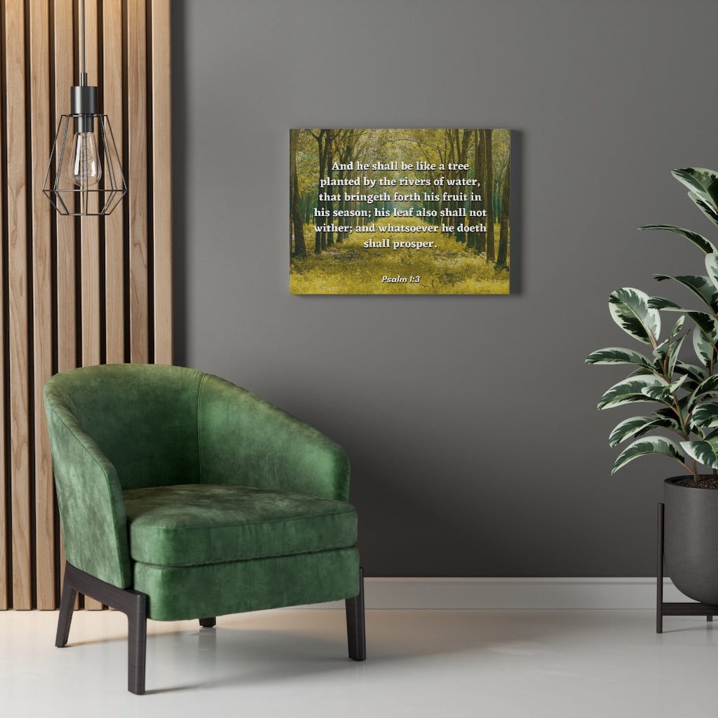 Scripture Walls Shall Prosper Psalms 1:3 Bible Verse Canvas Christian Wall Art Ready to Hang Unframed-Express Your Love Gifts