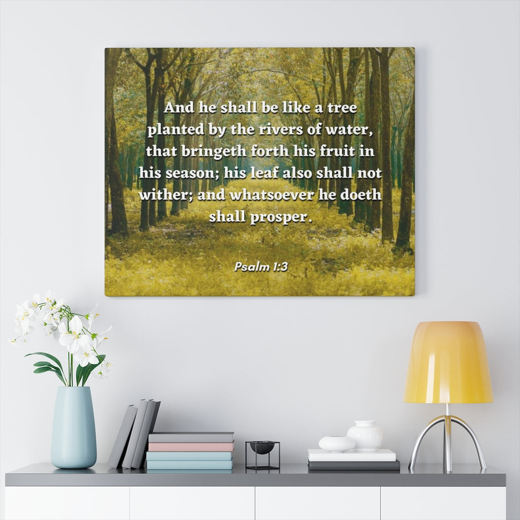 Scripture Walls Shall Prosper Psalms 1:3 Bible Verse Canvas Christian Wall Art Ready to Hang Unframed-Express Your Love Gifts