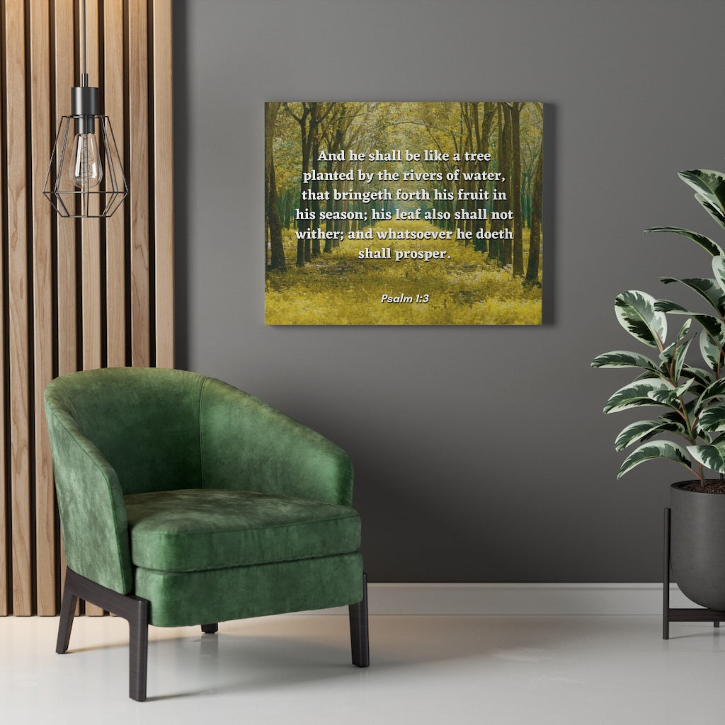 Scripture Walls Shall Prosper Psalms 1:3 Bible Verse Canvas Christian Wall Art Ready to Hang Unframed-Express Your Love Gifts