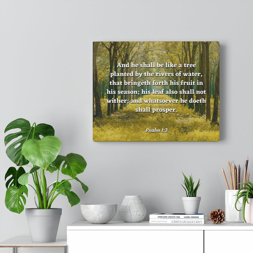 Scripture Walls Shall Prosper Psalms 1:3 Bible Verse Canvas Christian Wall Art Ready to Hang Unframed-Express Your Love Gifts