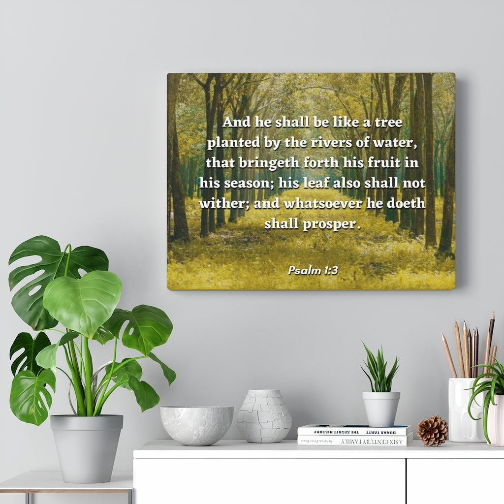 Scripture Walls Shall Prosper Psalms 1:3 Bible Verse Canvas Christian Wall Art Ready to Hang Unframed-Express Your Love Gifts
