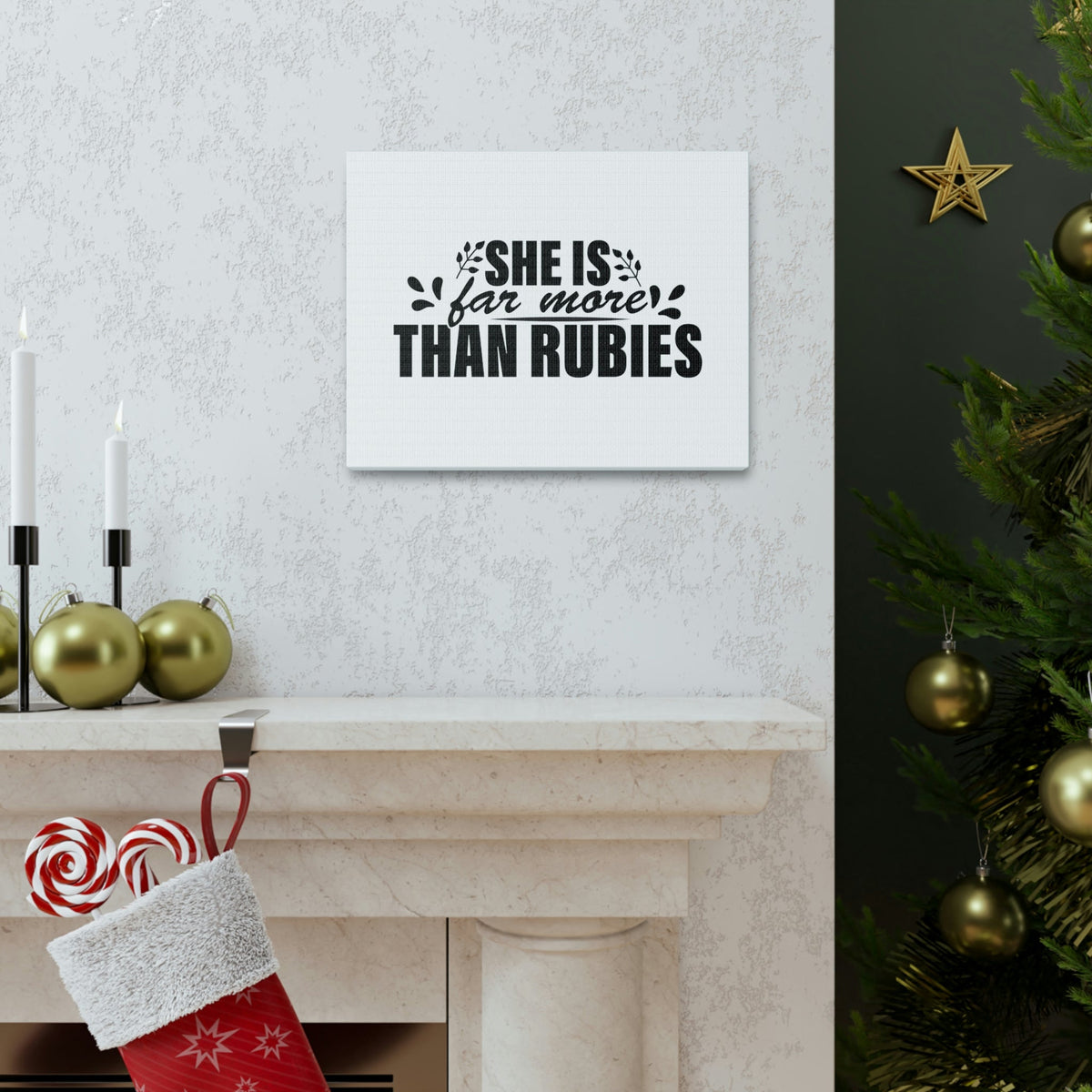 Scripture Walls She Is Far More Than Rubies Proverbs 3:15 Bold Christian Wall Art Bible Verse Print Ready to Hang Unframed-Express Your Love Gifts