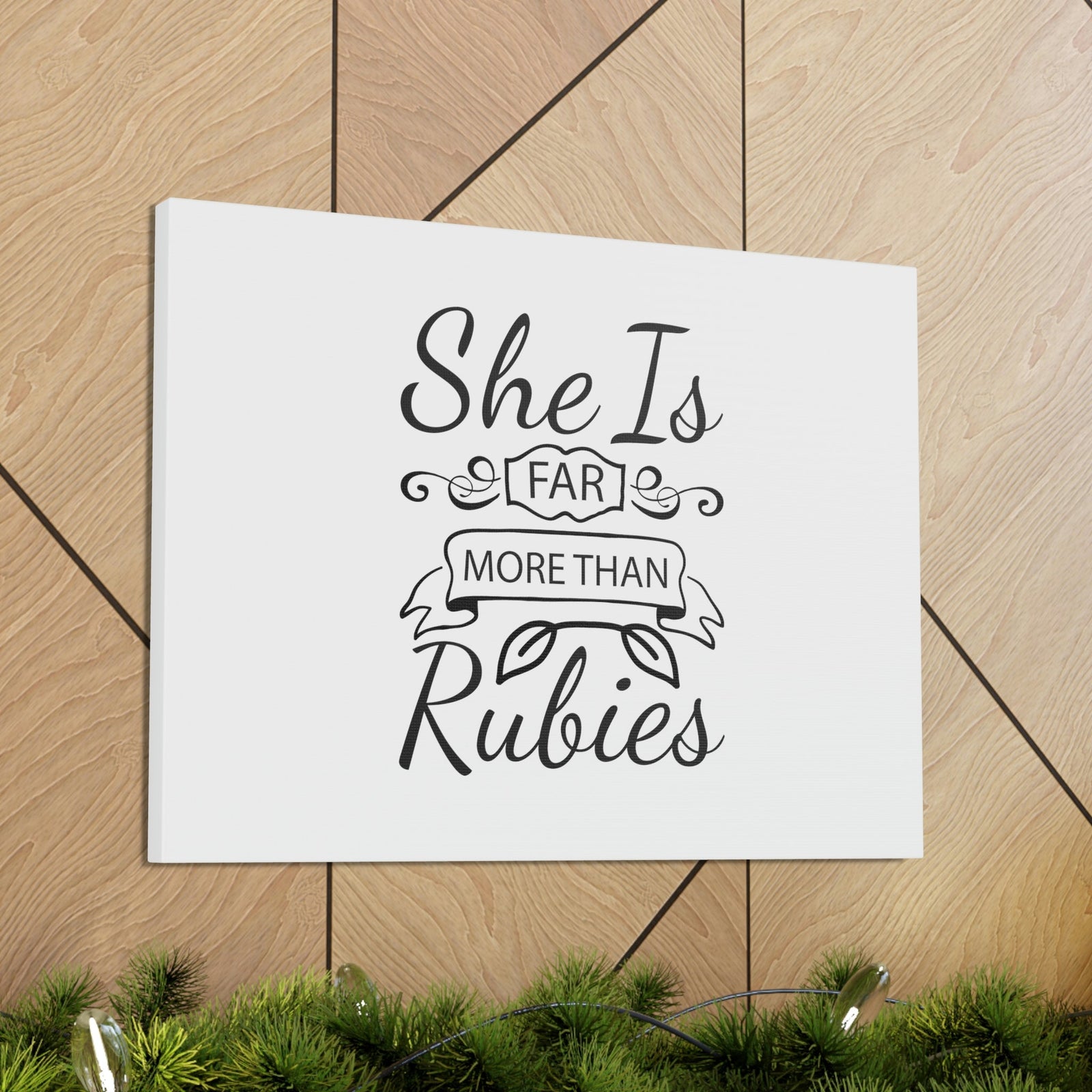 Scripture Walls She Is Far More Than Rubies Proverbs 3:15 Leaves Christian Wall Art Bible Verse Print Ready to Hang Unframed-Express Your Love Gifts