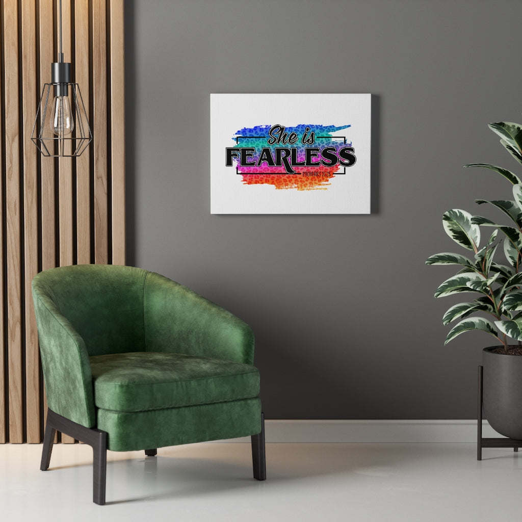 Scripture Walls She Is Fearless Proverbs 31:25 Bible Verse Canvas Christian Wall Art Ready to Hang Unframed-Express Your Love Gifts