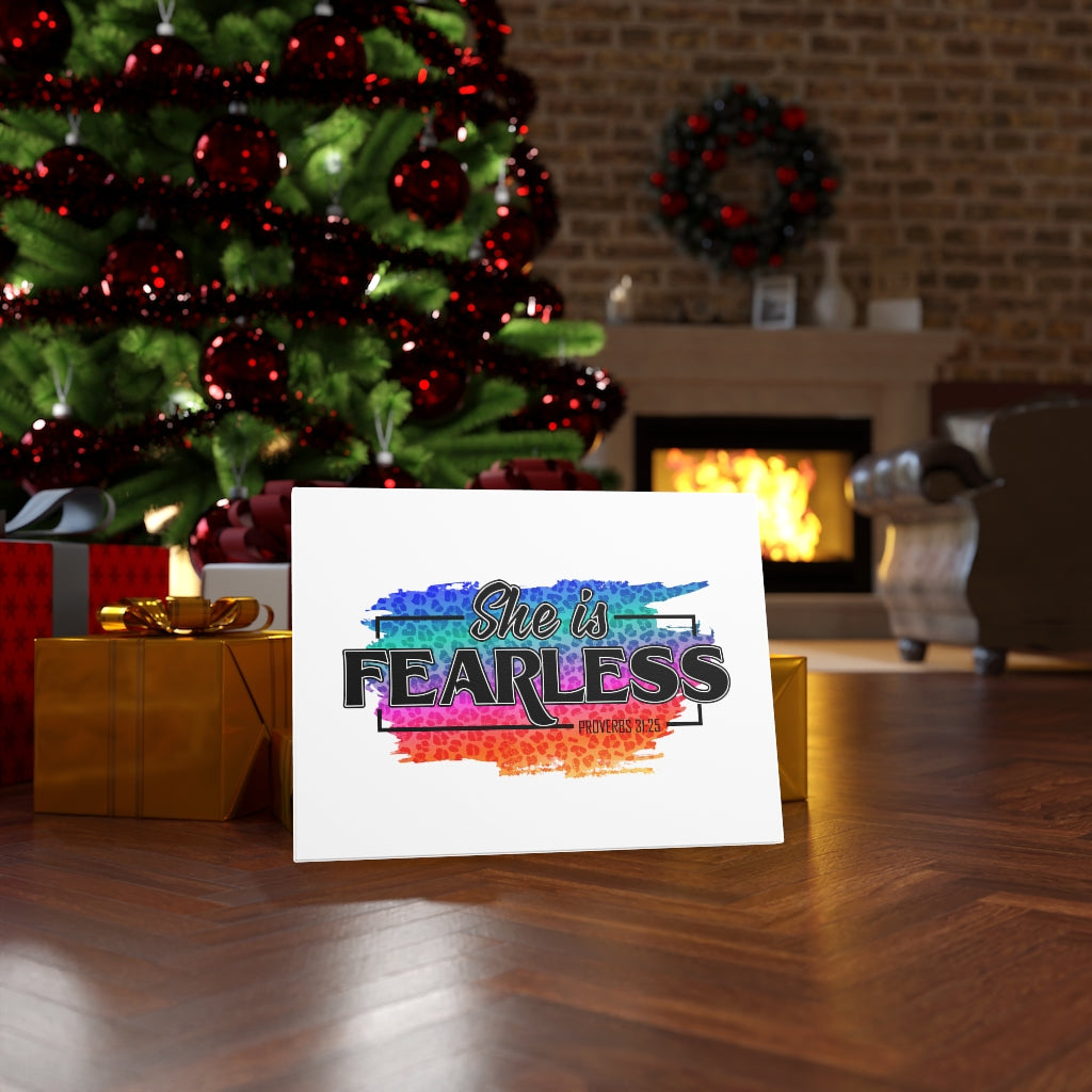 Scripture Walls She Is Fearless Proverbs 31:25 Bible Verse Canvas Christian Wall Art Ready to Hang Unframed-Express Your Love Gifts