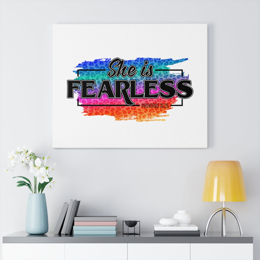 Scripture Walls She Is Fearless Proverbs 31:25 Bible Verse Canvas Christian Wall Art Ready to Hang Unframed-Express Your Love Gifts