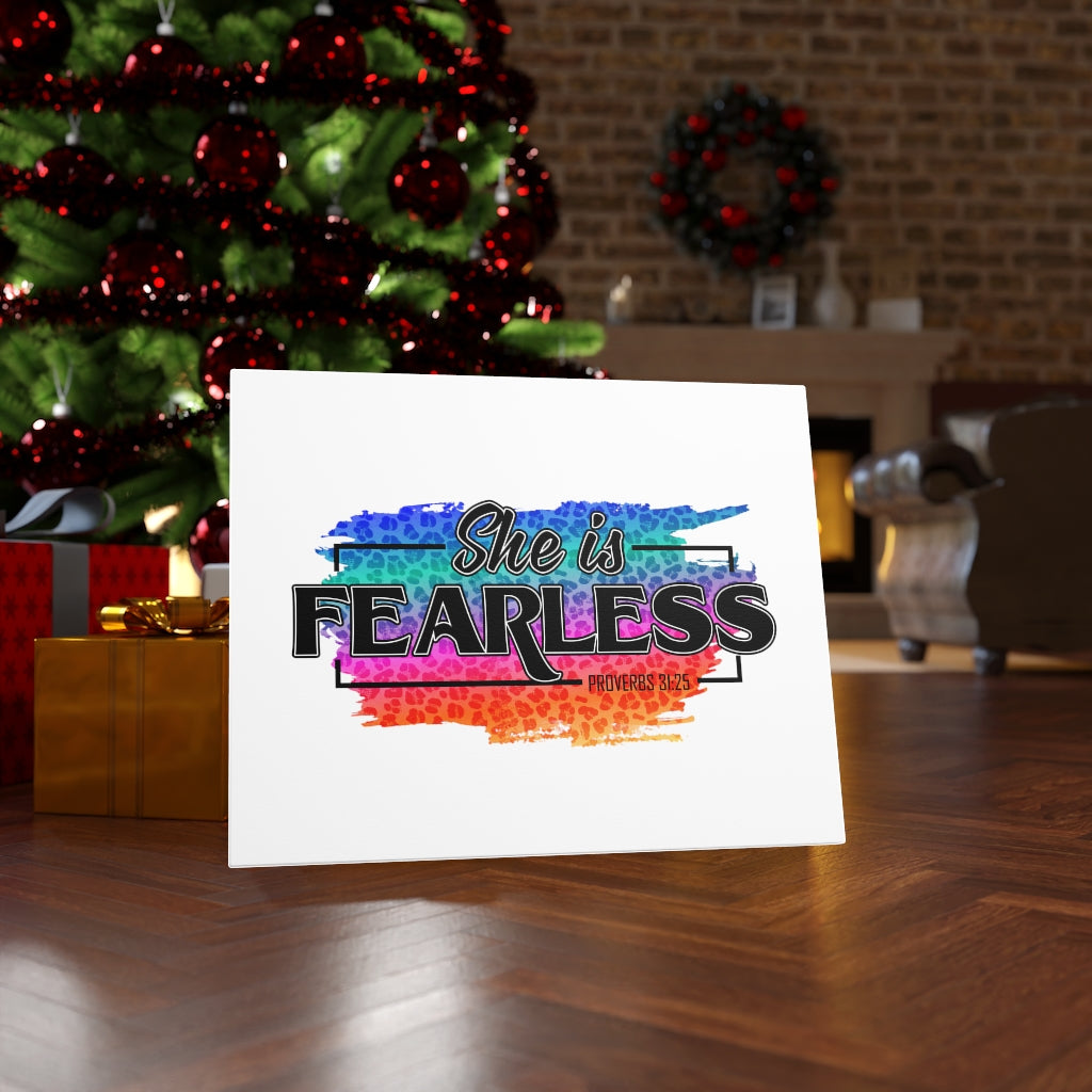 Scripture Walls She Is Fearless Proverbs 31:25 Bible Verse Canvas Christian Wall Art Ready to Hang Unframed-Express Your Love Gifts