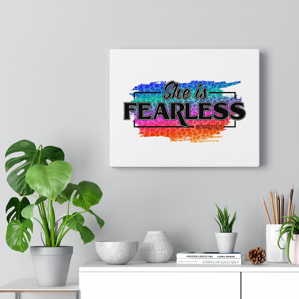 Scripture Walls She Is Fearless Proverbs 31:25 Bible Verse Canvas Christian Wall Art Ready to Hang Unframed-Express Your Love Gifts
