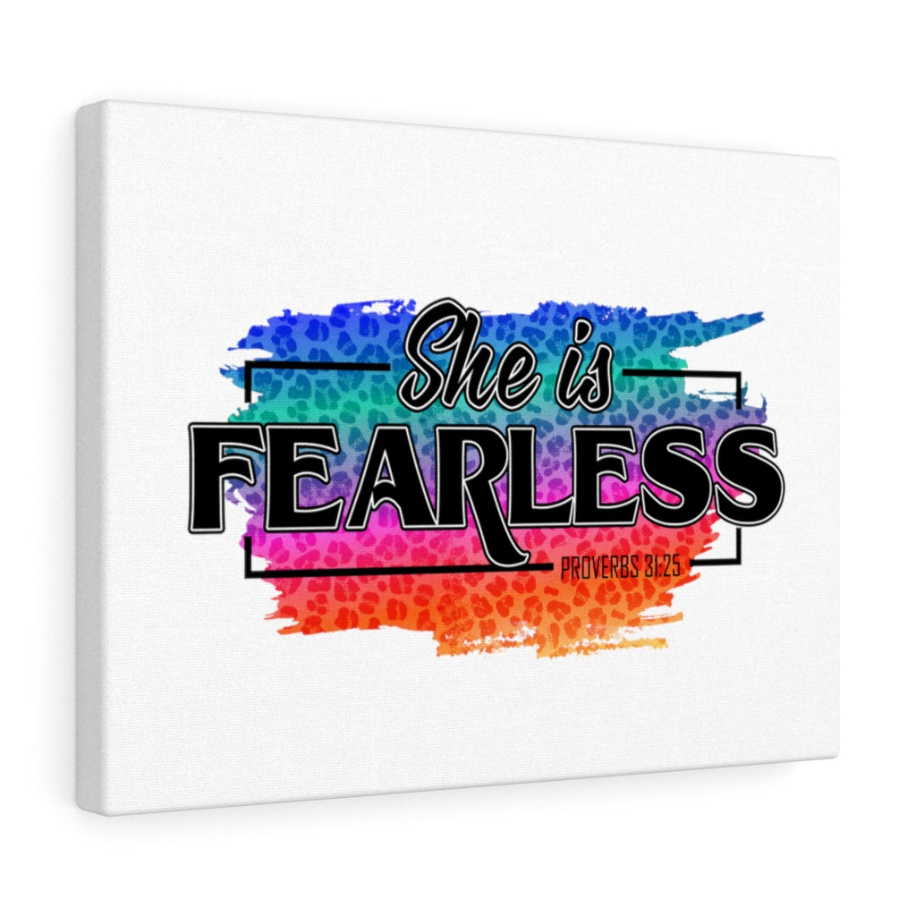 Scripture Walls She Is Fearless Proverbs 31:25 Bible Verse Canvas Christian Wall Art Ready to Hang Unframed-Express Your Love Gifts