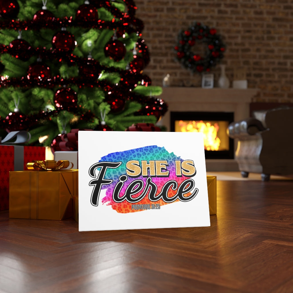 Scripture Walls She Is Fierce Proverbs 31:25 Bible Verse Canvas Christian Wall Art Ready to Hang Unframed-Express Your Love Gifts