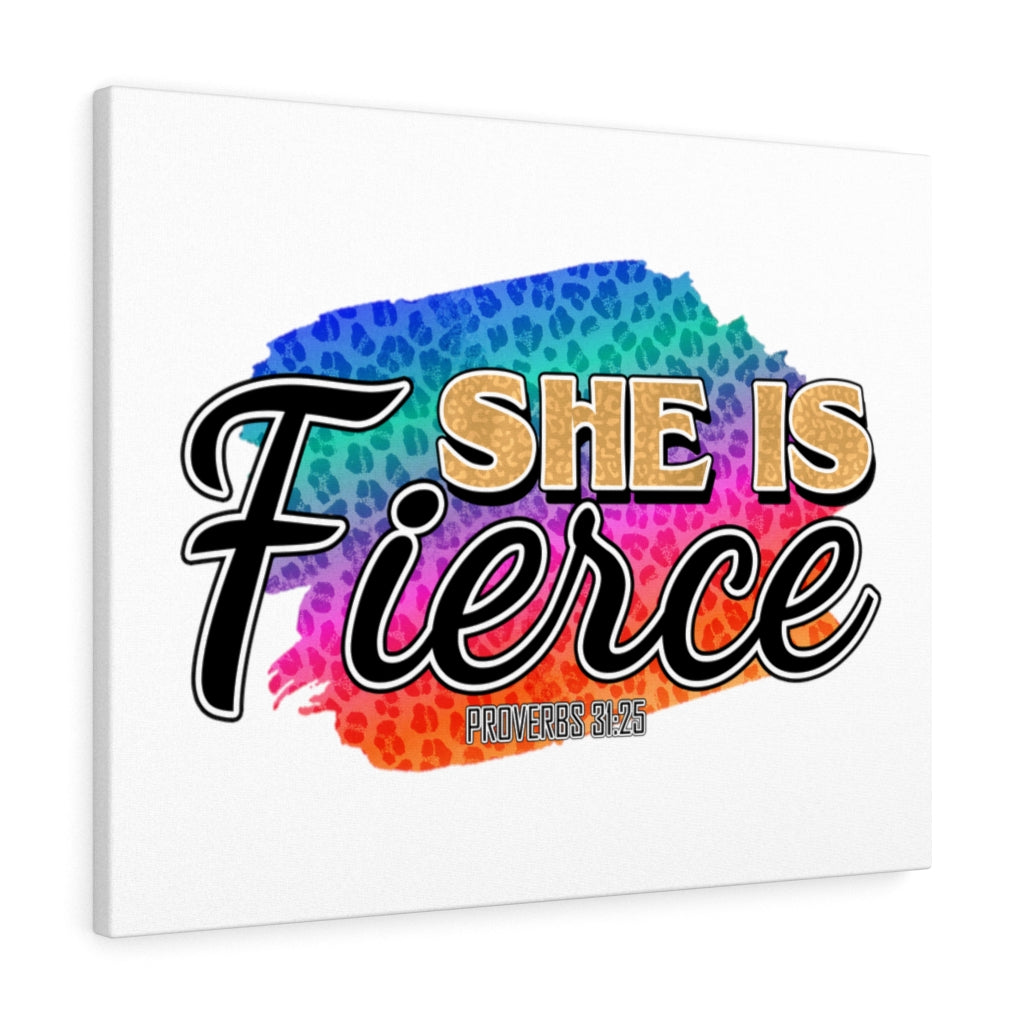 Scripture Walls She Is Fierce Proverbs 31:25 Bible Verse Canvas Christian Wall Art Ready to Hang Unframed-Express Your Love Gifts