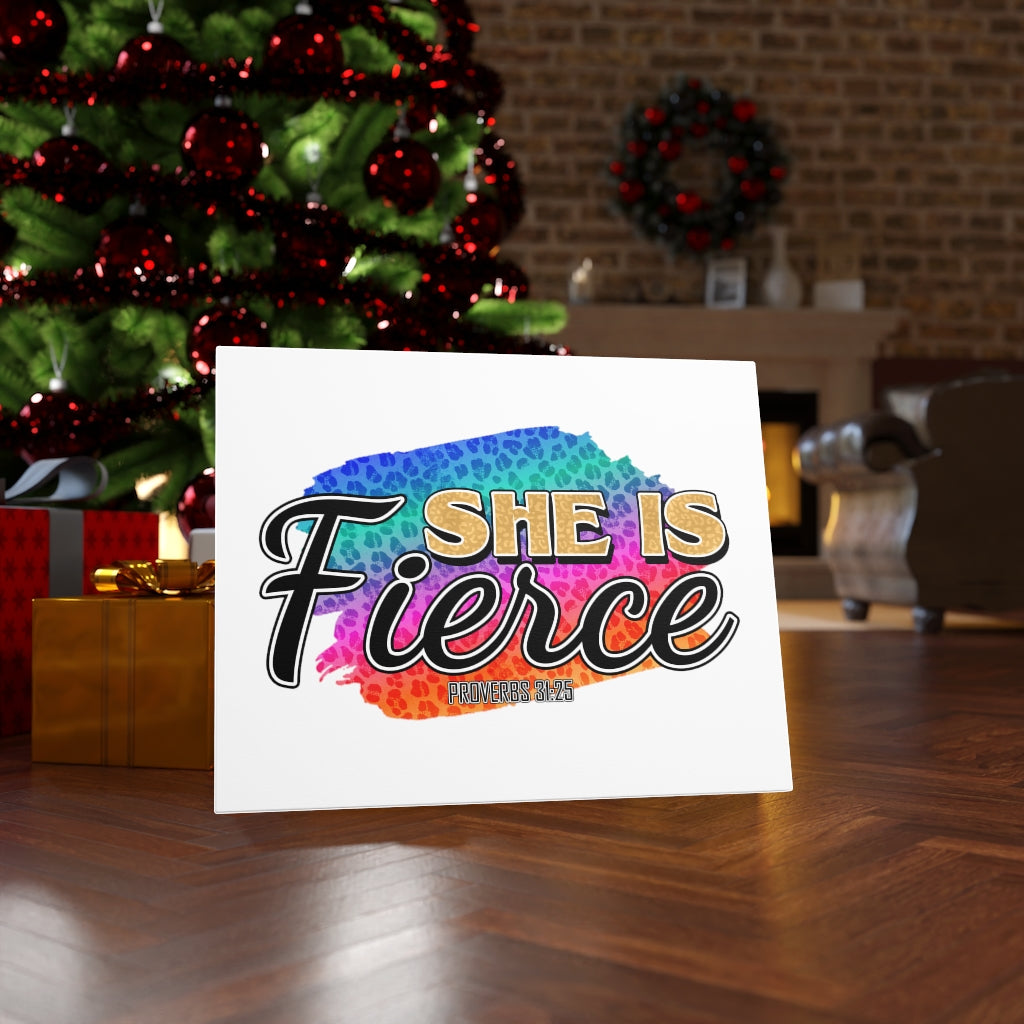 Scripture Walls She Is Fierce Proverbs 31:25 Bible Verse Canvas Christian Wall Art Ready to Hang Unframed-Express Your Love Gifts