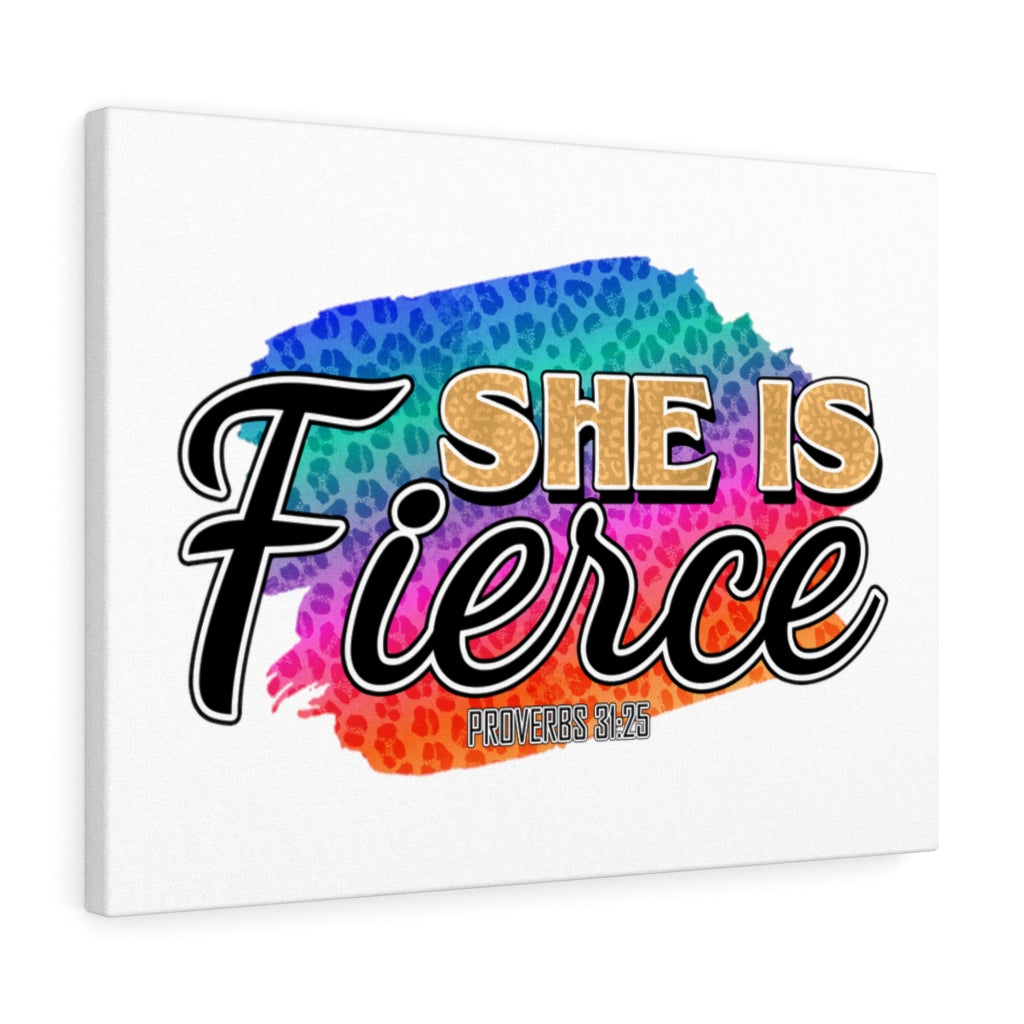 Scripture Walls She Is Fierce Proverbs 31:25 Bible Verse Canvas Christian Wall Art Ready to Hang Unframed-Express Your Love Gifts