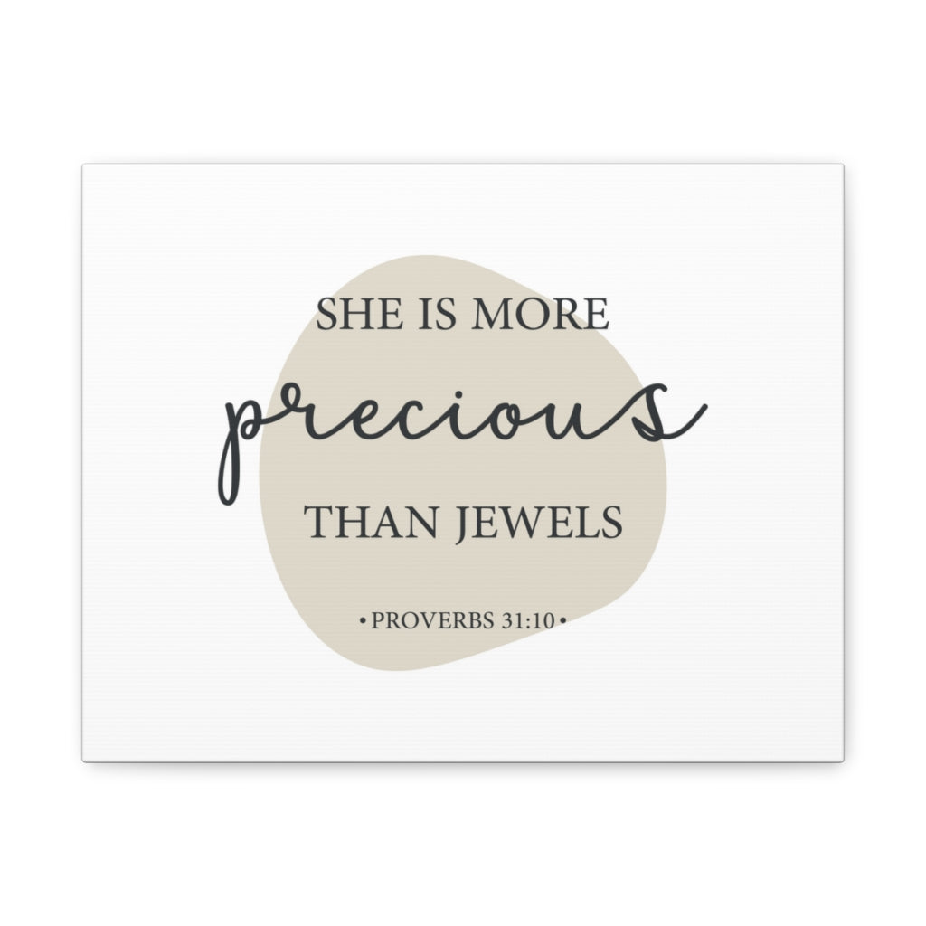 Scripture Walls She Is More Precious Than Jewels Proverbs 31:10 Bible Verse Canvas Christian Wall Art Ready To Hang Unframed-Express Your Love Gifts