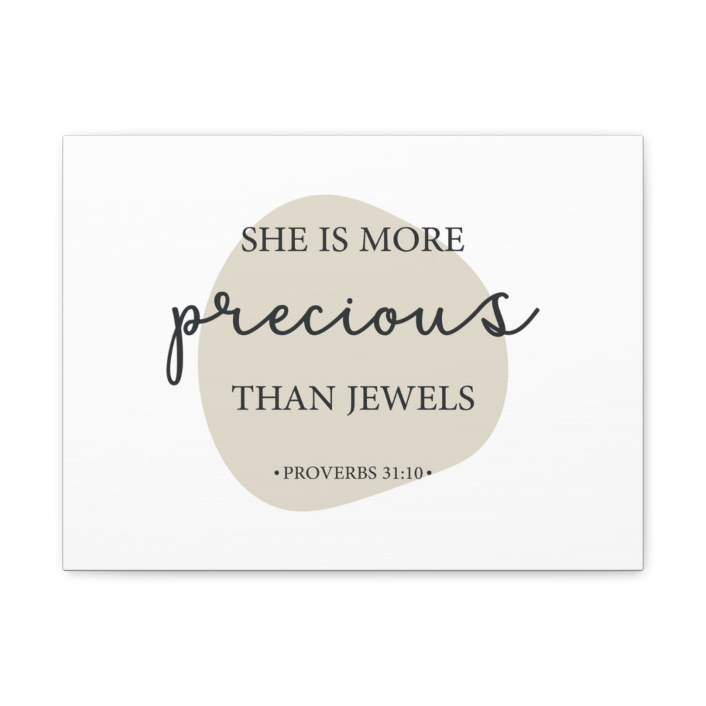 Scripture Walls She Is More Precious Than Jewels Proverbs 31:10 Bible Verse Canvas Christian Wall Art Ready To Hang Unframed-Express Your Love Gifts