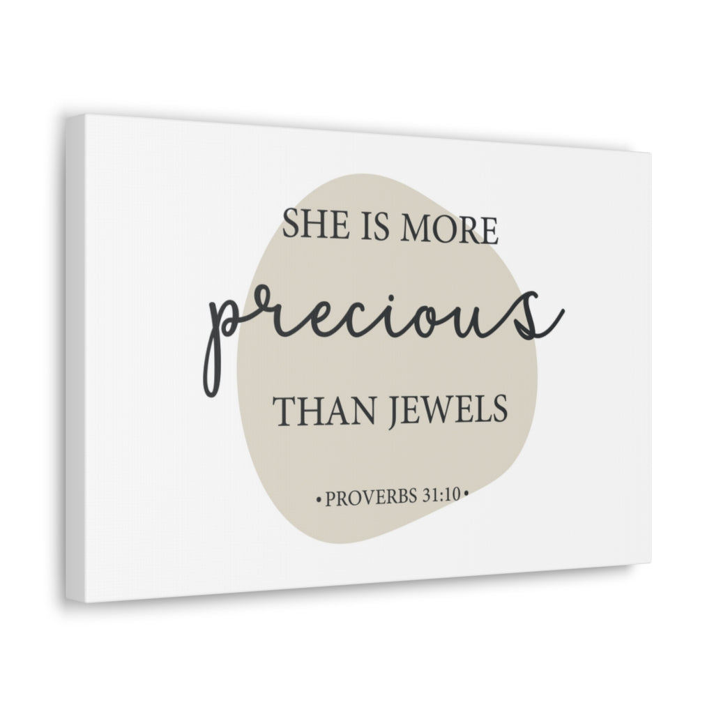Scripture Walls She Is More Precious Than Jewels Proverbs 31:10 Bible Verse Canvas Christian Wall Art Ready To Hang Unframed-Express Your Love Gifts