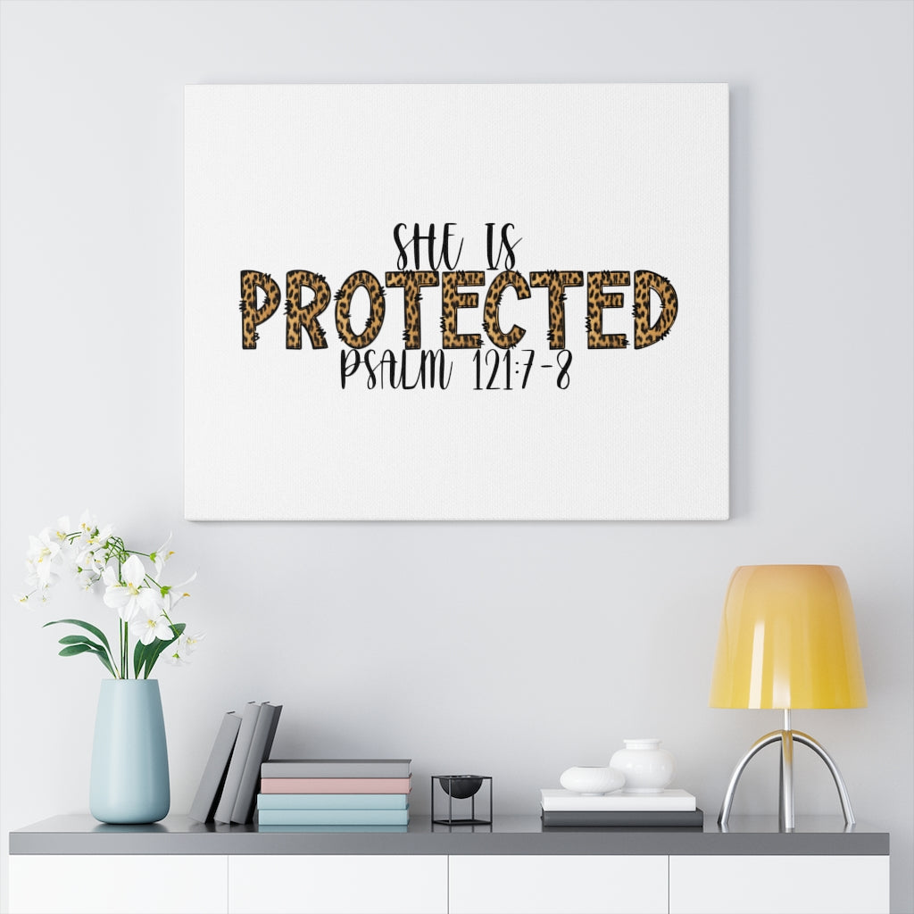 Scripture Walls She Is Protected Psalm 121:7-8 Bible Verse Canvas Christian Wall Art Ready to Hang Unframed-Express Your Love Gifts
