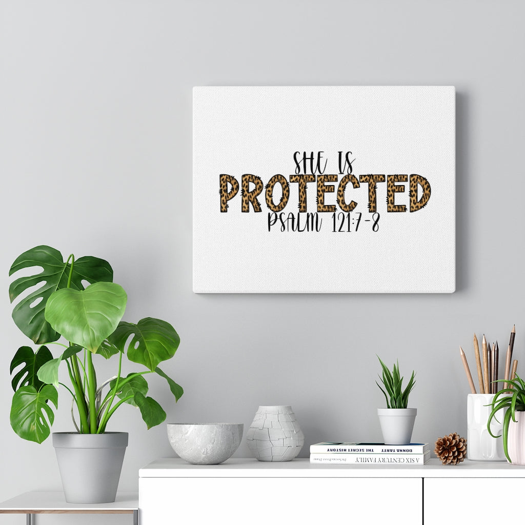 Scripture Walls She Is Protected Psalm 121:7-8 Bible Verse Canvas Christian Wall Art Ready to Hang Unframed-Express Your Love Gifts