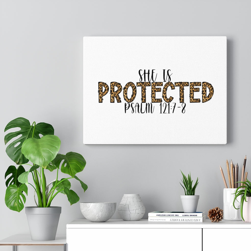 Scripture Walls She Is Protected Psalm 121:7-8 Bible Verse Canvas Christian Wall Art Ready to Hang Unframed-Express Your Love Gifts