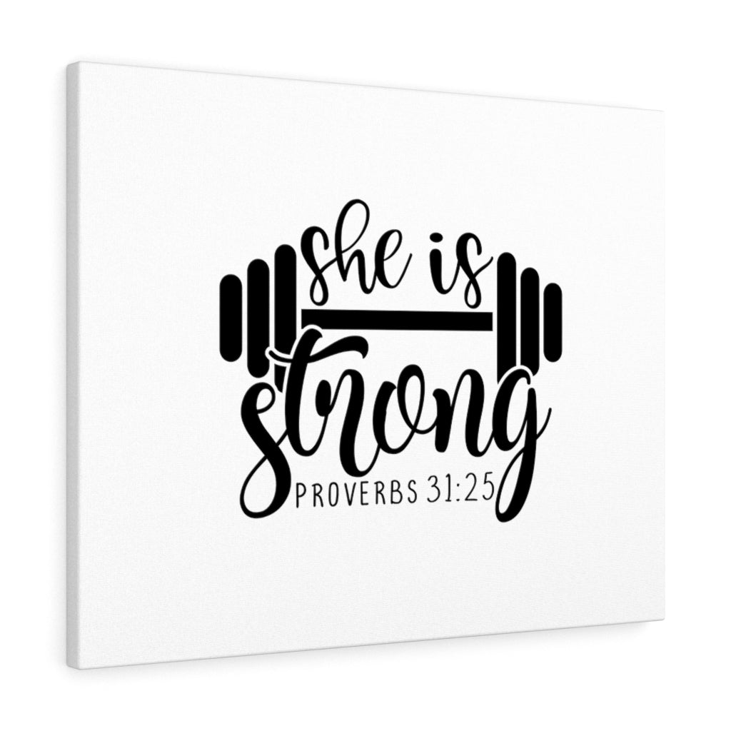 Scripture Walls She Is Strong Barbell Proverbs 31:25 Bible Verse Canvas Christian Wall Art Ready to Hang Unframed-Express Your Love Gifts