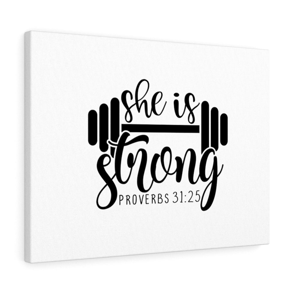 Scripture Walls She Is Strong Barbell Proverbs 31:25 Bible Verse Canvas Christian Wall Art Ready to Hang Unframed-Express Your Love Gifts