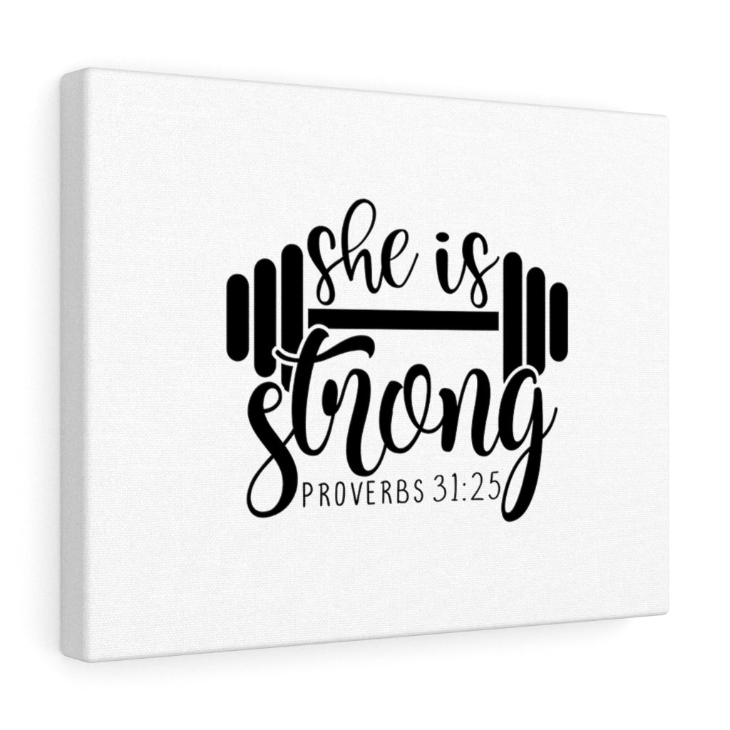 Scripture Walls She Is Strong Barbell Proverbs 31:25 Bible Verse Canvas Christian Wall Art Ready to Hang Unframed-Express Your Love Gifts