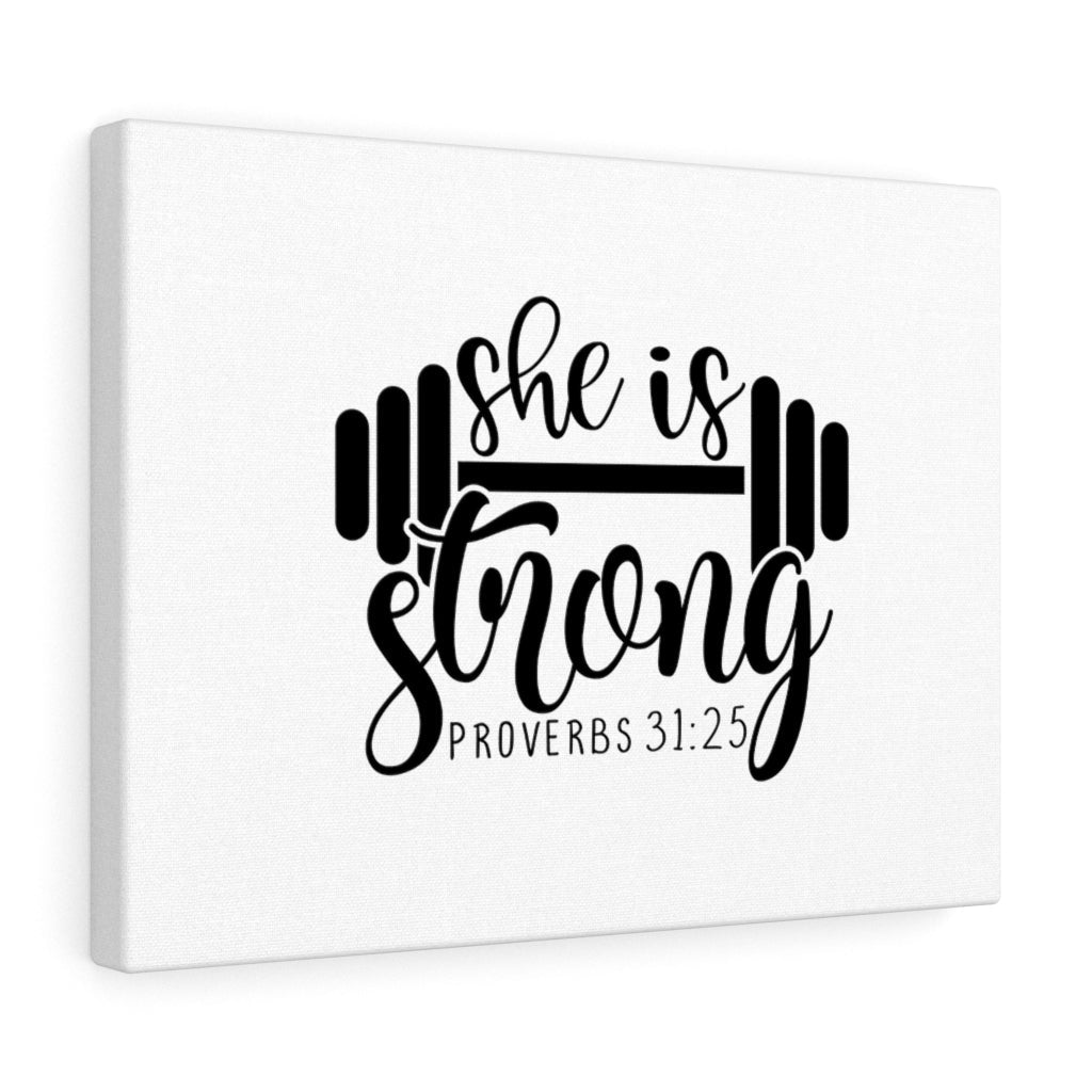 Scripture Walls She Is Strong Barbell Proverbs 31:25 Bible Verse Canvas Christian Wall Art Ready to Hang Unframed-Express Your Love Gifts