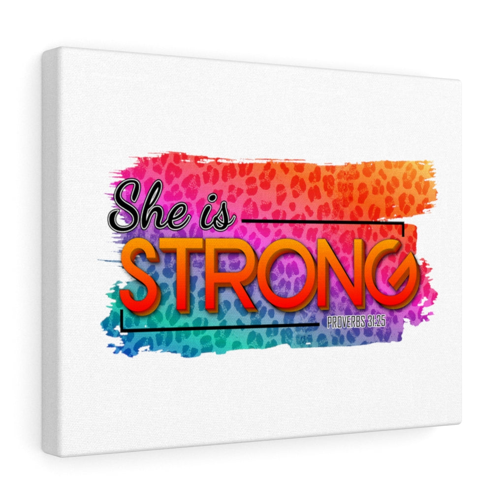 Scripture Walls She Is Strong Colorful Proverbs 31:25 Bible Verse Canvas Christian Wall Art Ready to Hang Unframed-Express Your Love Gifts
