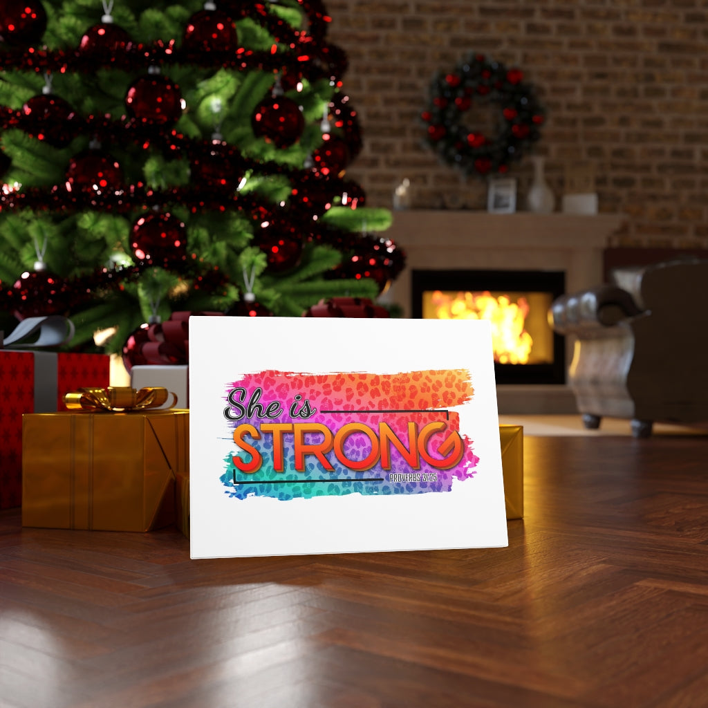 Scripture Walls She Is Strong Colorful Proverbs 31:25 Bible Verse Canvas Christian Wall Art Ready to Hang Unframed-Express Your Love Gifts