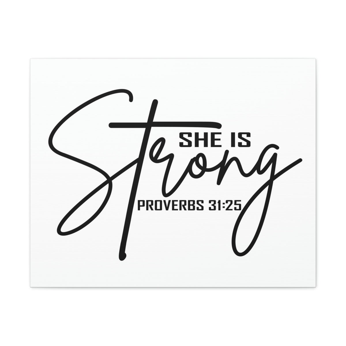 Scripture Walls She Is Strong Cross Proverbs 31:25 Bible Verse Canvas Christian Wall Art Ready to Hang Unframed-Express Your Love Gifts