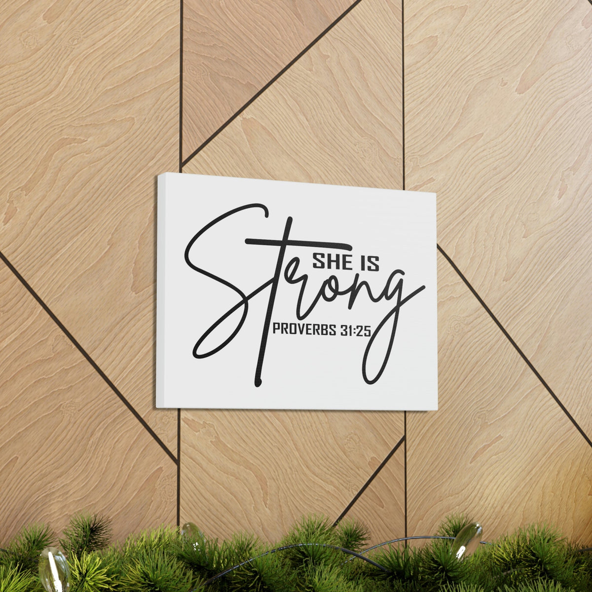 Scripture Walls She Is Strong Cross Proverbs 31:25 Bible Verse Canvas Christian Wall Art Ready to Hang Unframed-Express Your Love Gifts