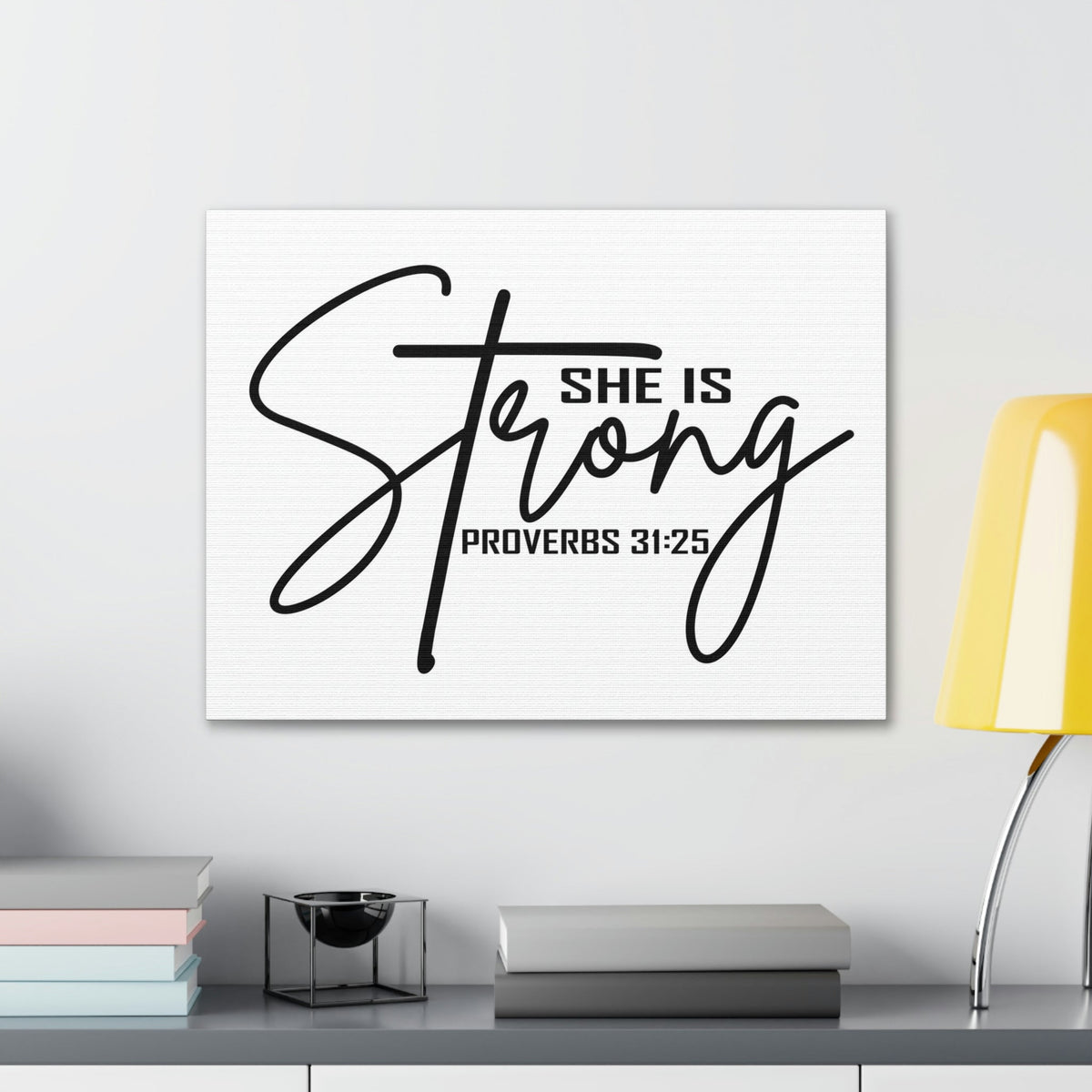 Scripture Walls She Is Strong Cross Proverbs 31:25 Bible Verse Canvas Christian Wall Art Ready to Hang Unframed-Express Your Love Gifts