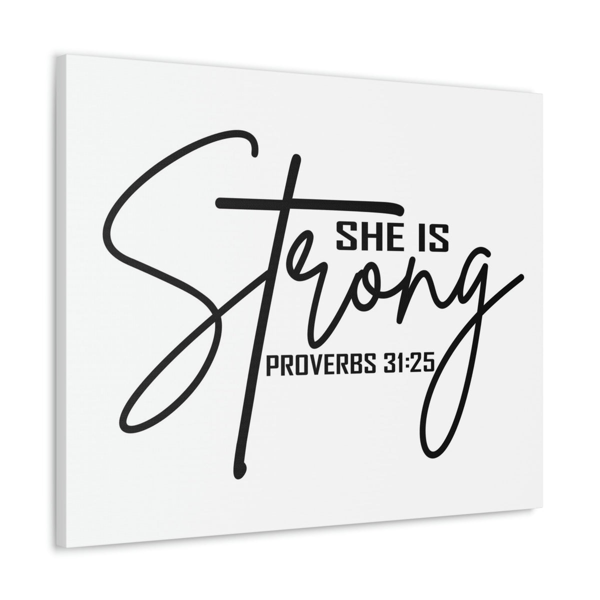 Scripture Walls She Is Strong Cross Proverbs 31:25 Bible Verse Canvas Christian Wall Art Ready to Hang Unframed-Express Your Love Gifts