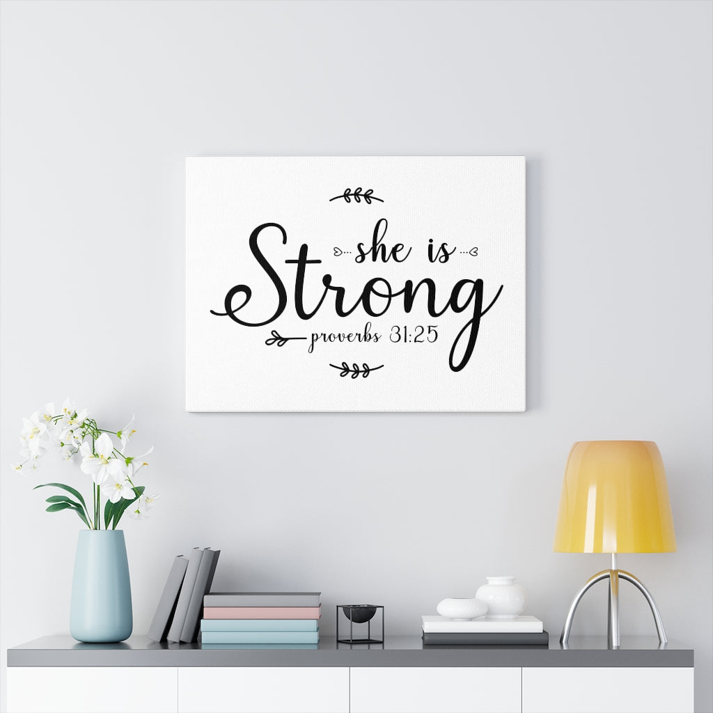 Scripture Walls She Is Strong Leaves Proverbs 31:25 Bible Verse Canvas Christian Wall Art Ready to Hang Unframed-Express Your Love Gifts