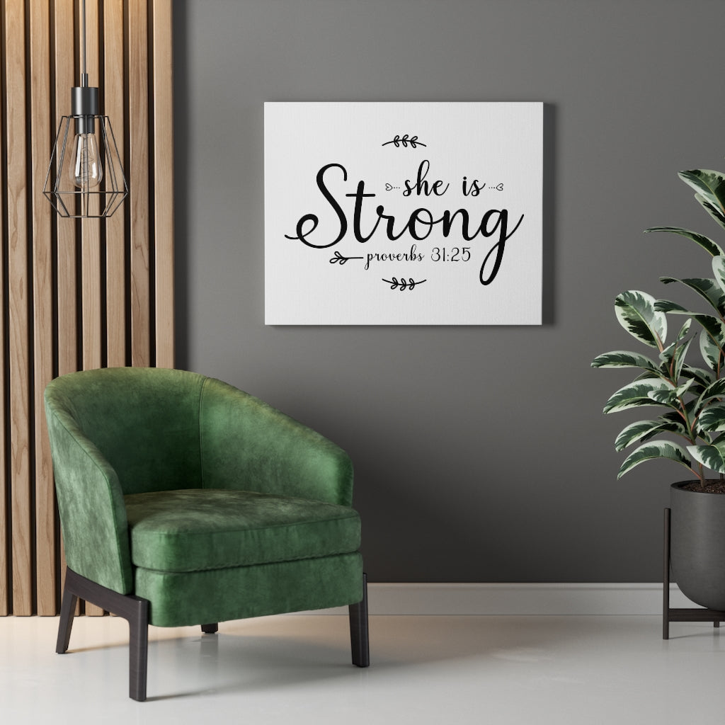 Scripture Walls She Is Strong Leaves Proverbs 31:25 Bible Verse Canvas Christian Wall Art Ready to Hang Unframed-Express Your Love Gifts