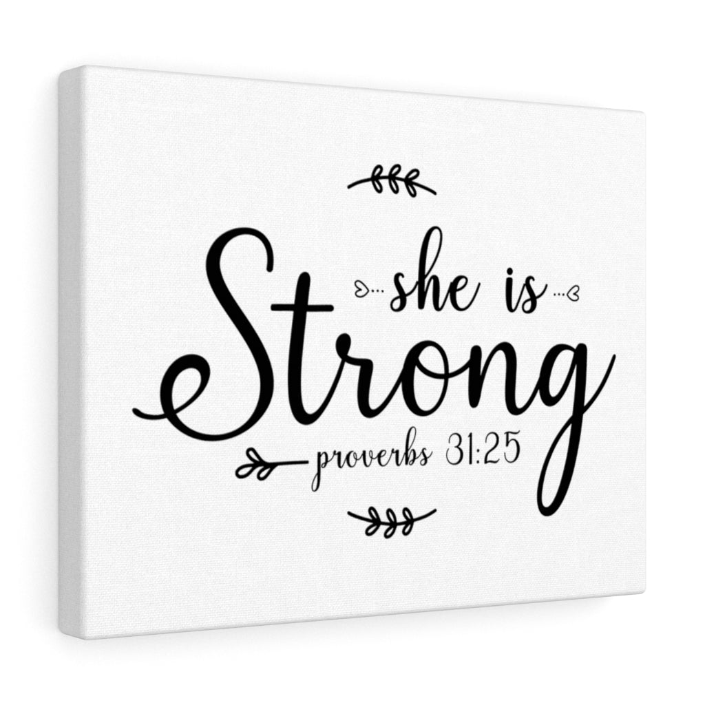 Scripture Walls She Is Strong Leaves Proverbs 31:25 Bible Verse Canvas Christian Wall Art Ready to Hang Unframed-Express Your Love Gifts