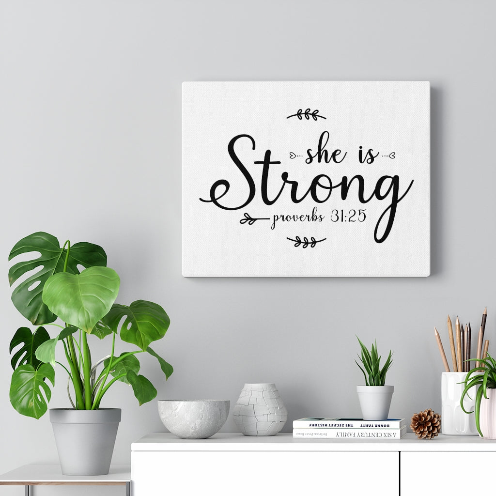 Scripture Walls She Is Strong Leaves Proverbs 31:25 Bible Verse Canvas Christian Wall Art Ready to Hang Unframed-Express Your Love Gifts