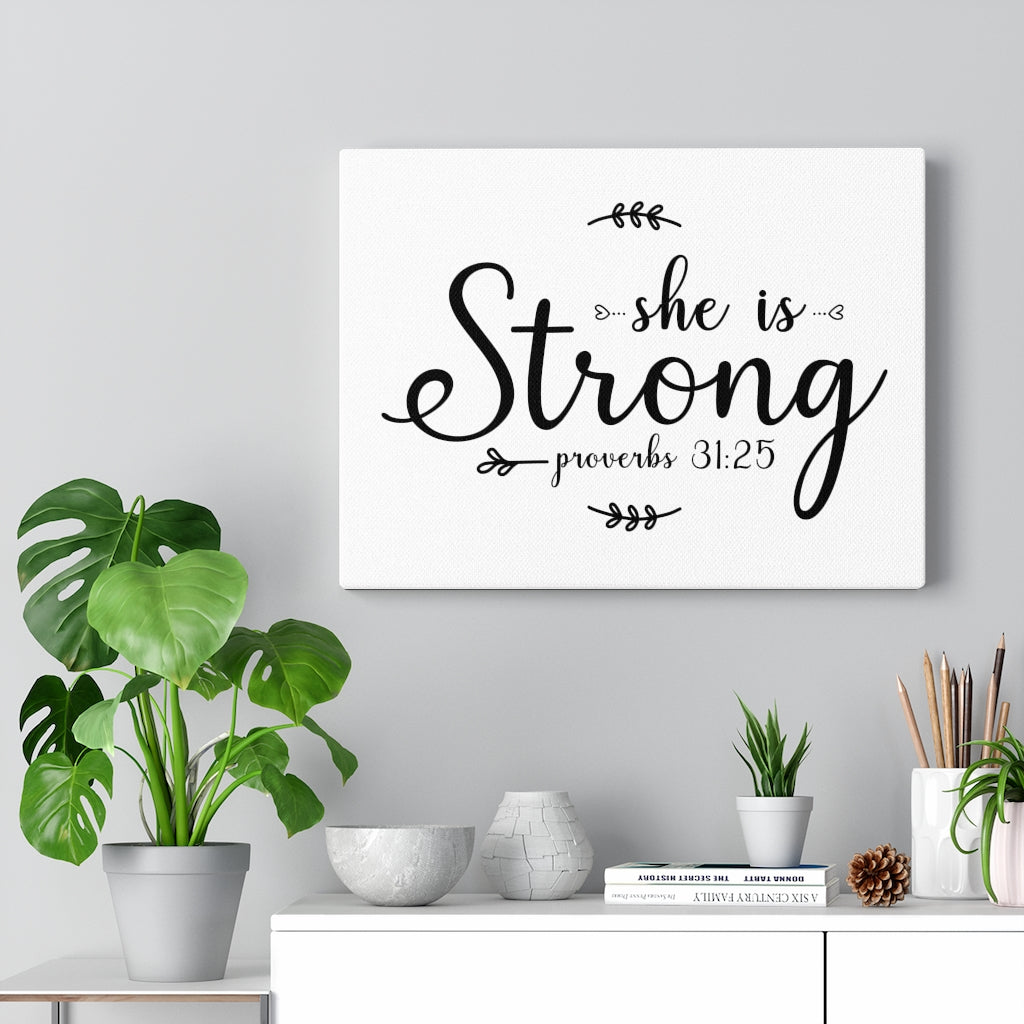 Scripture Walls She Is Strong Leaves Proverbs 31:25 Bible Verse Canvas Christian Wall Art Ready to Hang Unframed-Express Your Love Gifts
