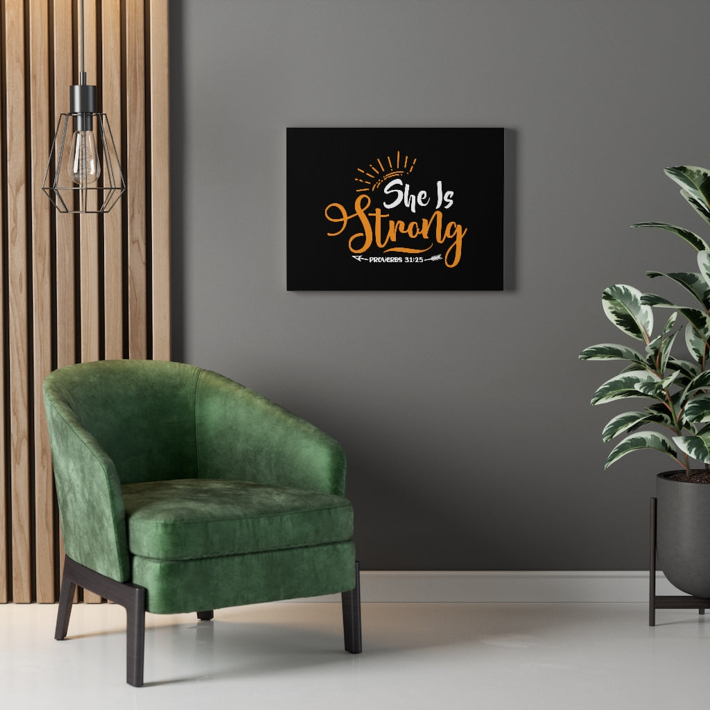 Scripture Walls She Is Strong Orange Arrow Proverbs 31:25 Bible Verse Canvas Christian Wall Art Ready to Hang Unframed-Express Your Love Gifts