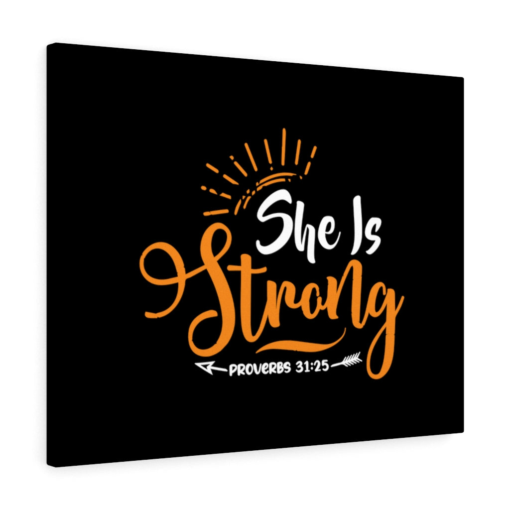 Scripture Walls She Is Strong Orange Arrow Proverbs 31:25 Bible Verse Canvas Christian Wall Art Ready to Hang Unframed-Express Your Love Gifts