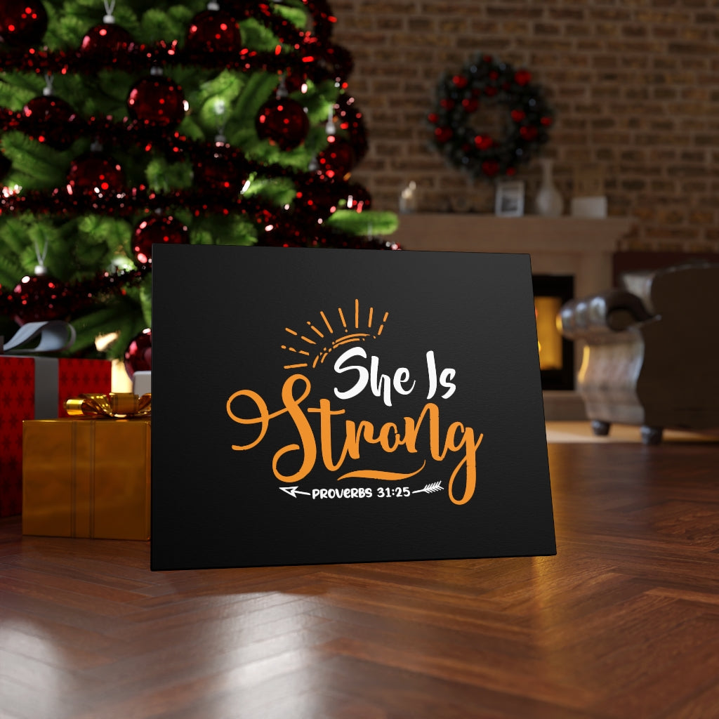 Scripture Walls She Is Strong Orange Arrow Proverbs 31:25 Bible Verse Canvas Christian Wall Art Ready to Hang Unframed-Express Your Love Gifts
