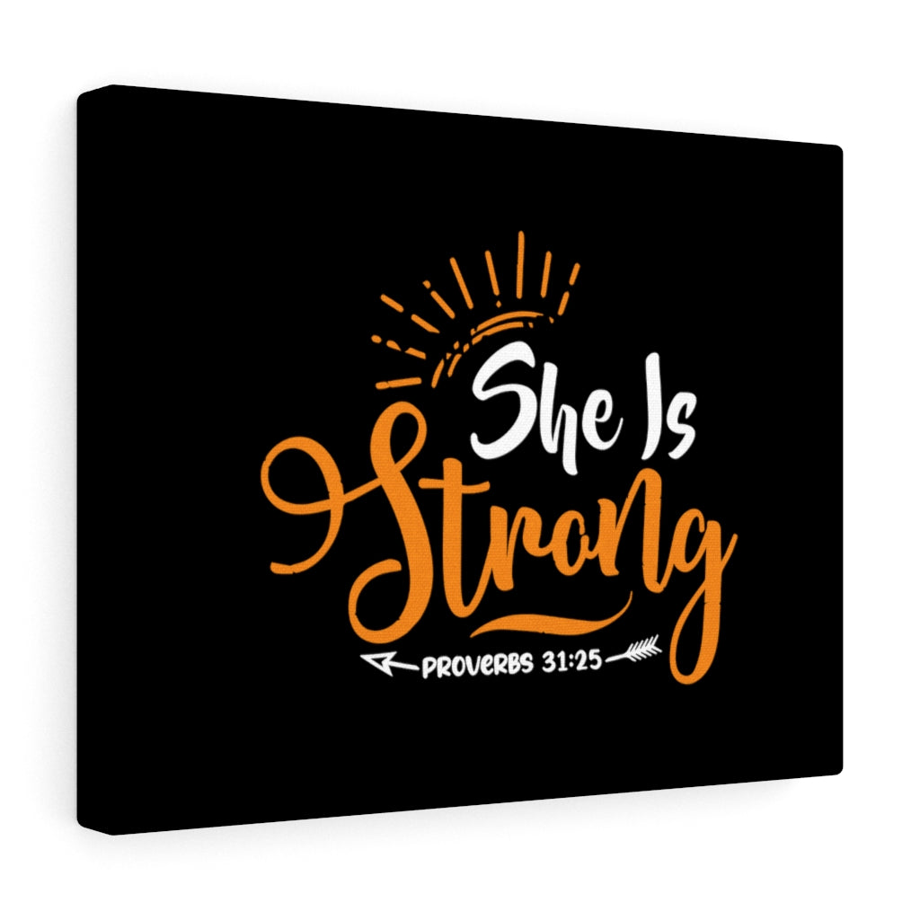 Scripture Walls She Is Strong Orange Arrow Proverbs 31:25 Bible Verse Canvas Christian Wall Art Ready to Hang Unframed-Express Your Love Gifts