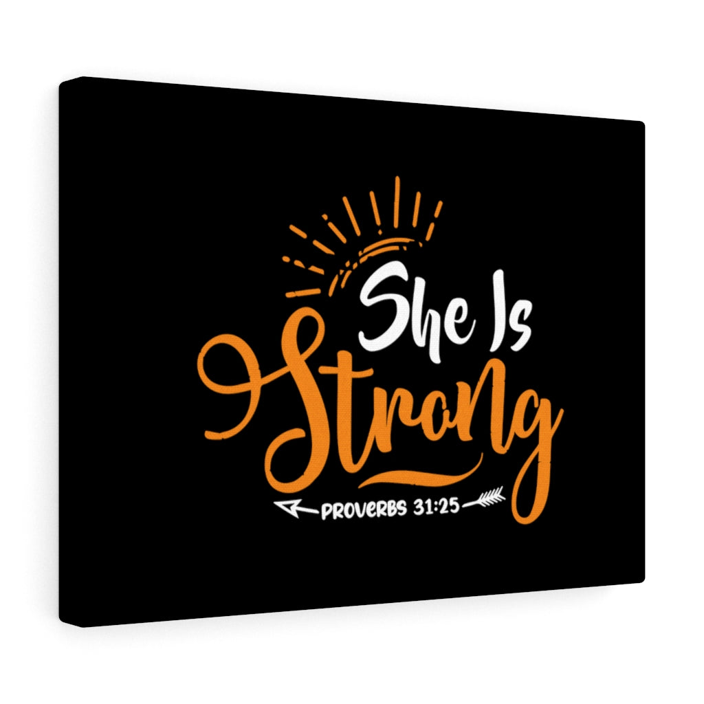 Scripture Walls She Is Strong Orange Arrow Proverbs 31:25 Bible Verse Canvas Christian Wall Art Ready to Hang Unframed-Express Your Love Gifts