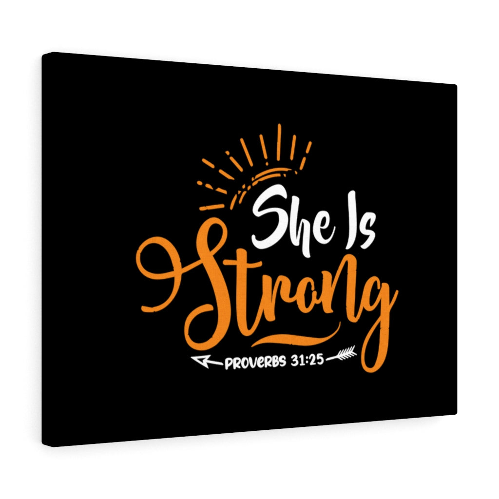 Scripture Walls She Is Strong Orange Arrow Proverbs 31:25 Bible Verse Canvas Christian Wall Art Ready to Hang Unframed-Express Your Love Gifts