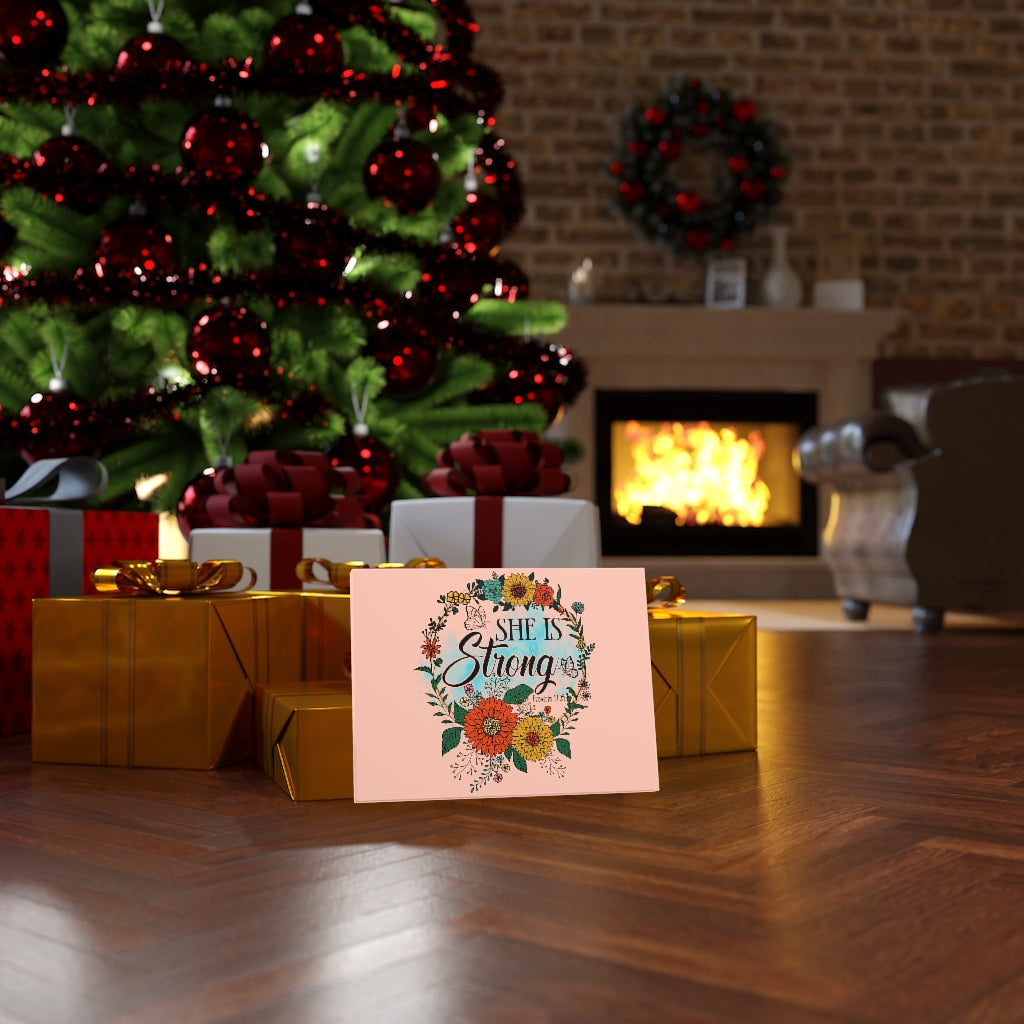 Scripture Walls She Is Strong Peach Proverbs 31:25 Bible Verse Canvas Christian Wall Art Ready to Hang Unframed-Express Your Love Gifts