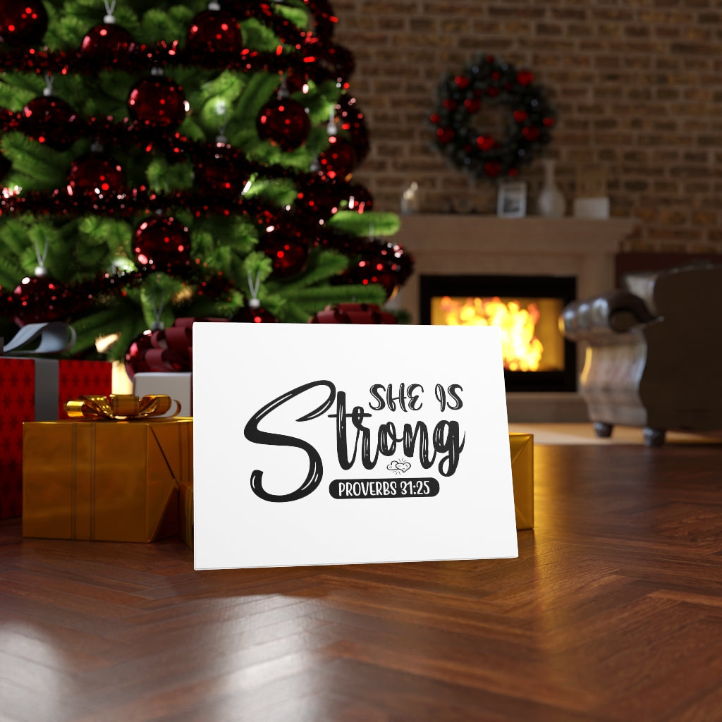 Scripture Walls She Is Strong Proverbs 31:25 Bible Verse Canvas Christian Wall Art Ready to Hang Unframed-Express Your Love Gifts