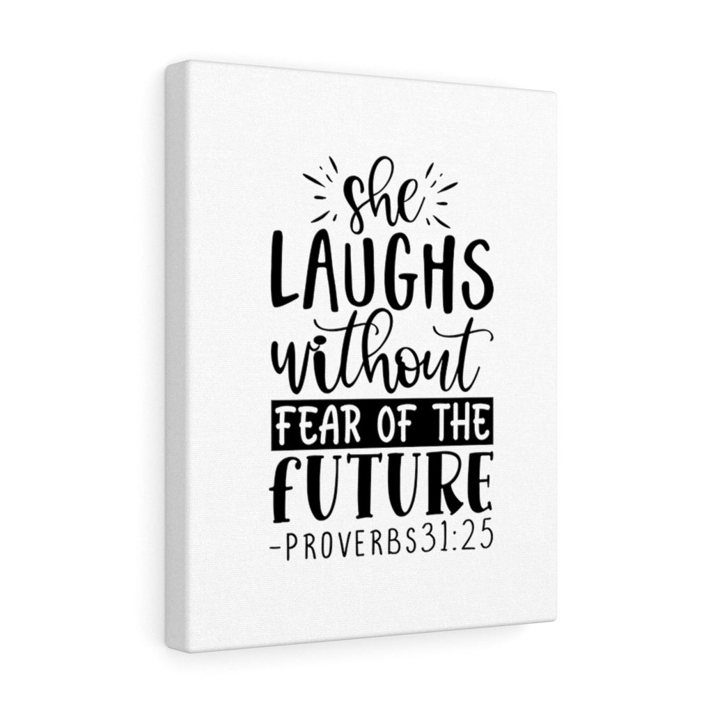 Scripture Walls She Laughs Without Fear Proverbs 31:25 Bible Verse Canvas Christian Wall Art Ready to Hang Unframed-Express Your Love Gifts