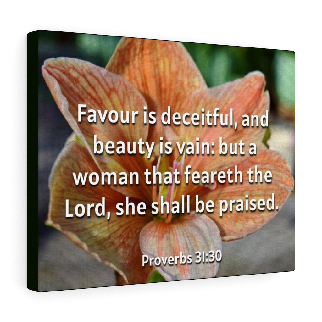 Scripture Walls She Shall Be Praised Proverbs 31:30 Bible Verse Canvas Christian Wall Art Ready to Hang Unframed-Express Your Love Gifts