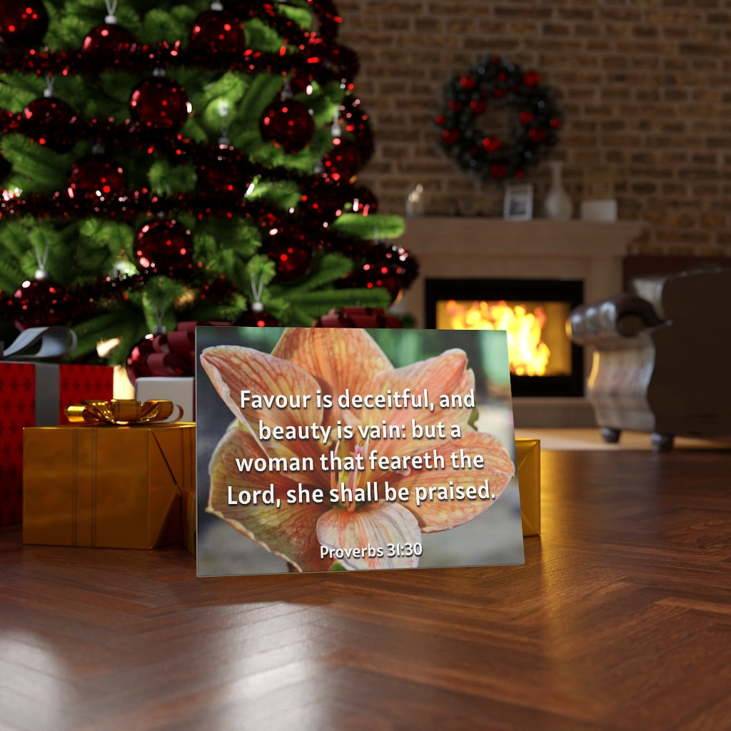 Scripture Walls She Shall Be Praised Proverbs 31:30 Bible Verse Canvas Christian Wall Art Ready to Hang Unframed-Express Your Love Gifts