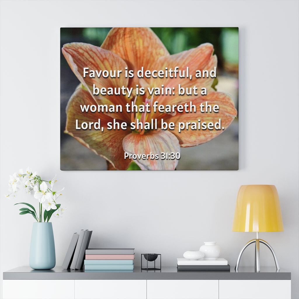 Scripture Walls She Shall Be Praised Proverbs 31:30 Bible Verse Canvas Christian Wall Art Ready to Hang Unframed-Express Your Love Gifts